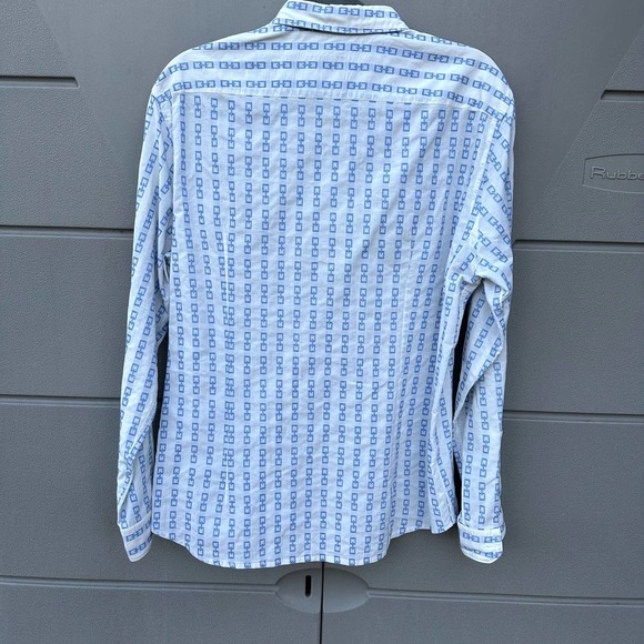 Hugo Boss Button Down Long Sleeves Shirt Chain Textured Design sz L - Picture 3 of 6